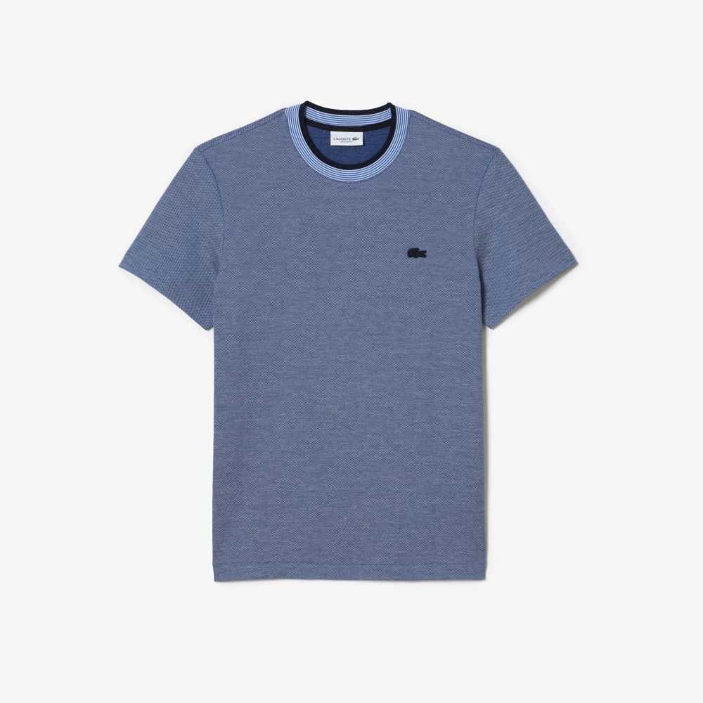 Lacoste Crew Neck Premium Cotton T-Shirt Blue / Navy Blue / White | ADX-806245