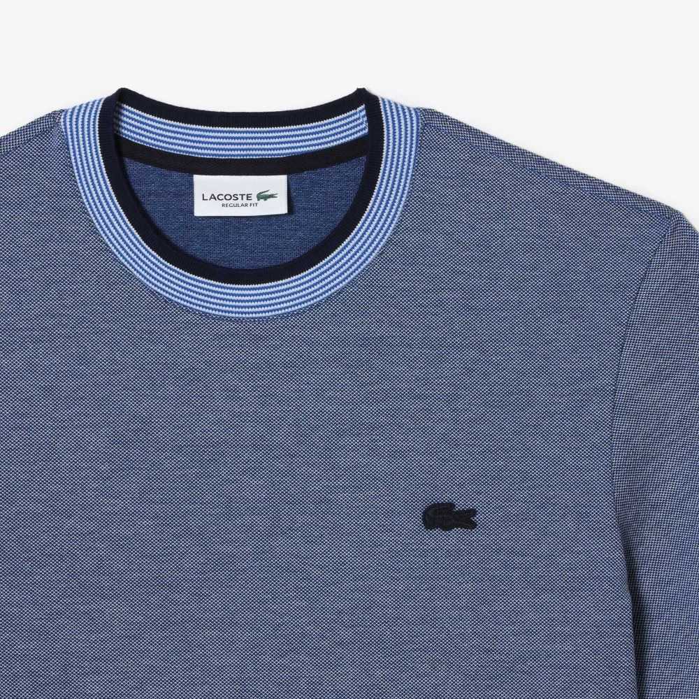 Lacoste Crew Neck Premium Cotton T-Shirt Blue / Navy Blue / White | ADX-806245