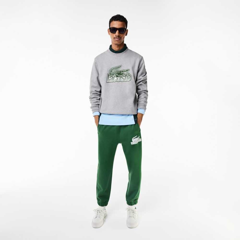 Lacoste Crew Neck Unbrushed Fleece Sweatshirt Grey Chine | IYJ-184653