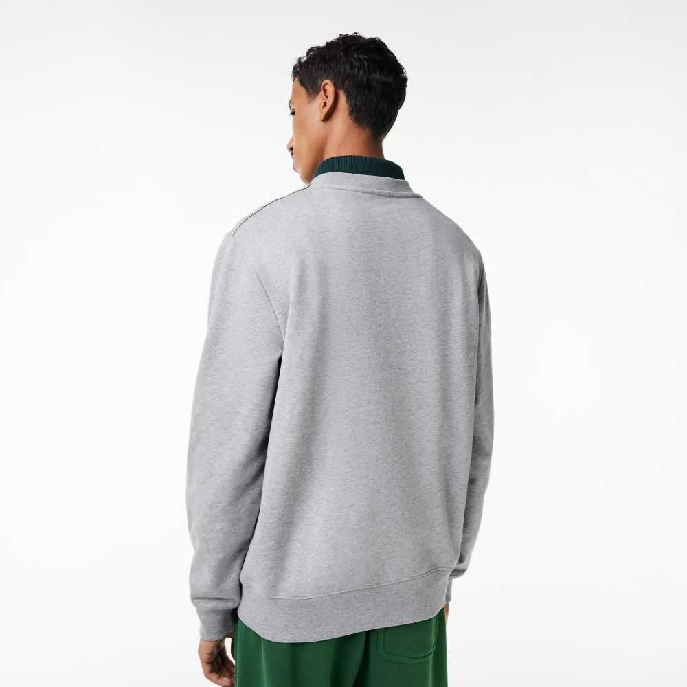 Lacoste Crew Neck Unbrushed Fleece Sweatshirt Grey Chine | IYJ-184653