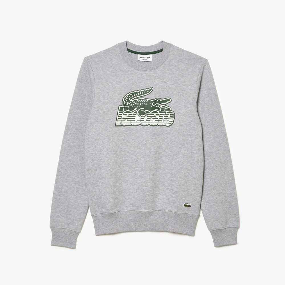 Lacoste Crew Neck Unbrushed Fleece Sweatshirt Grey Chine | IYJ-184653