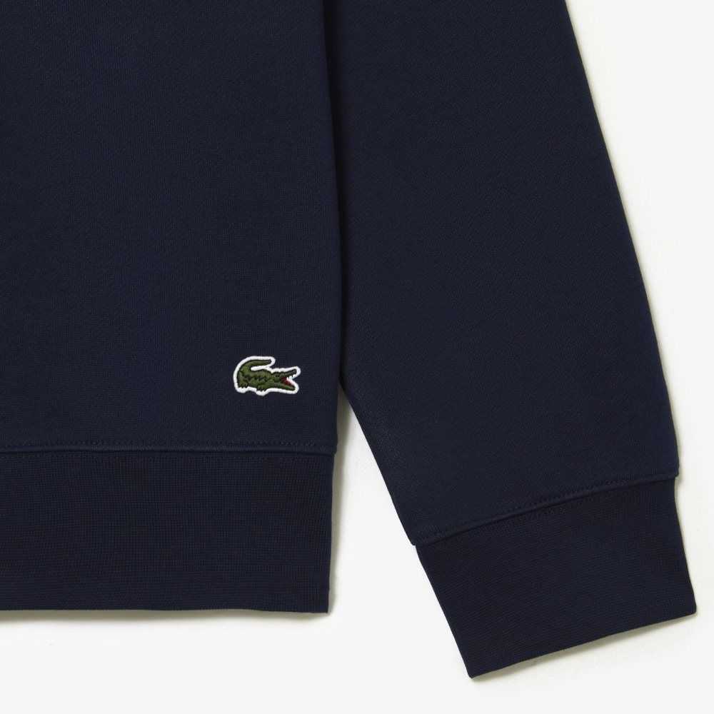 Lacoste Crew Neck Unbrushed Fleece Sweatshirt Navy Blue | QAR-192856