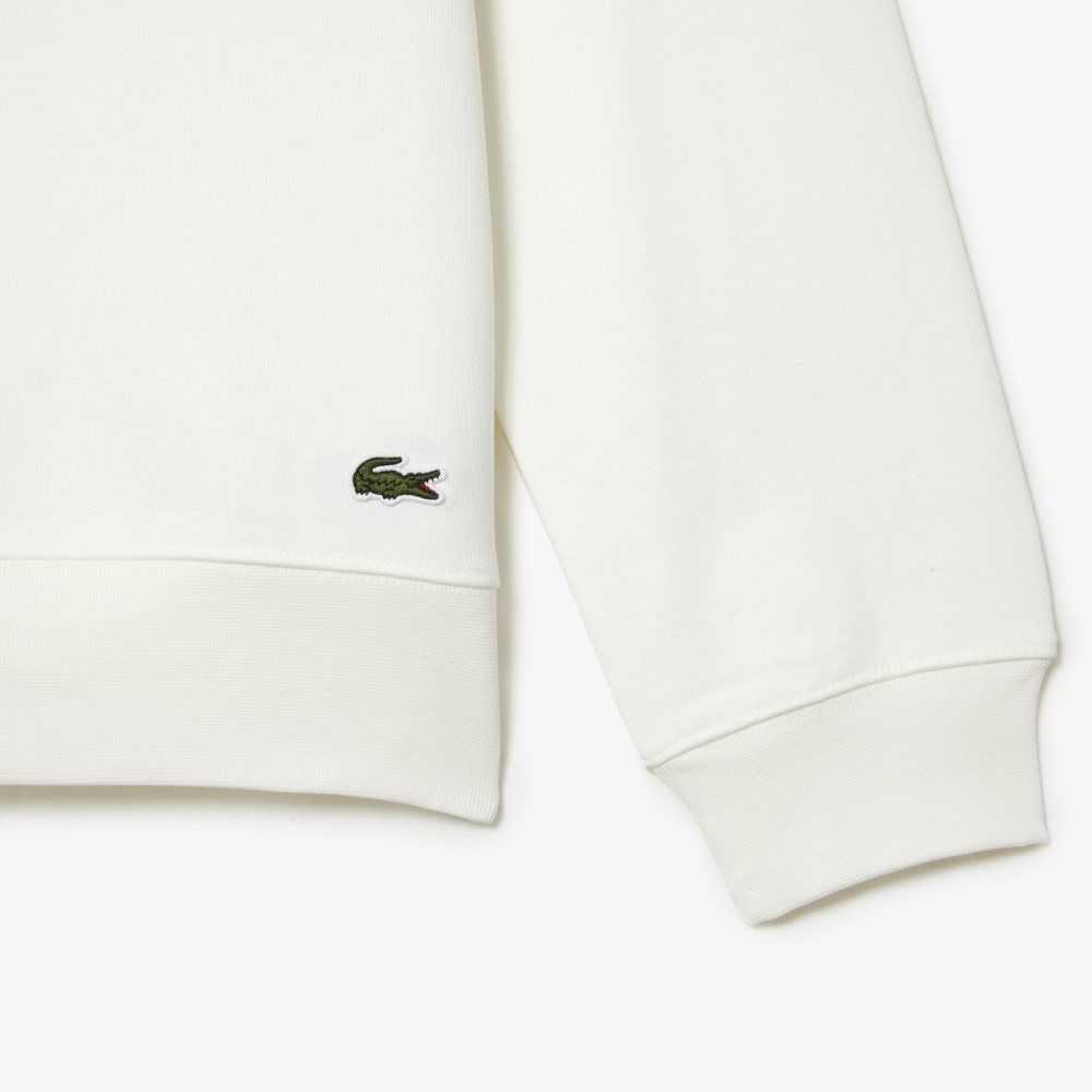 Lacoste Crew Neck Unbrushed Fleece Sweatshirt White | VHD-345189