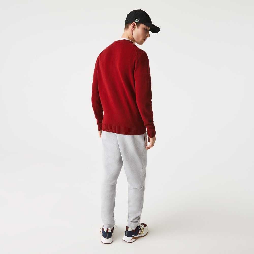 Lacoste Crew Neck Wool Sweater Bordeaux | VDI-346819