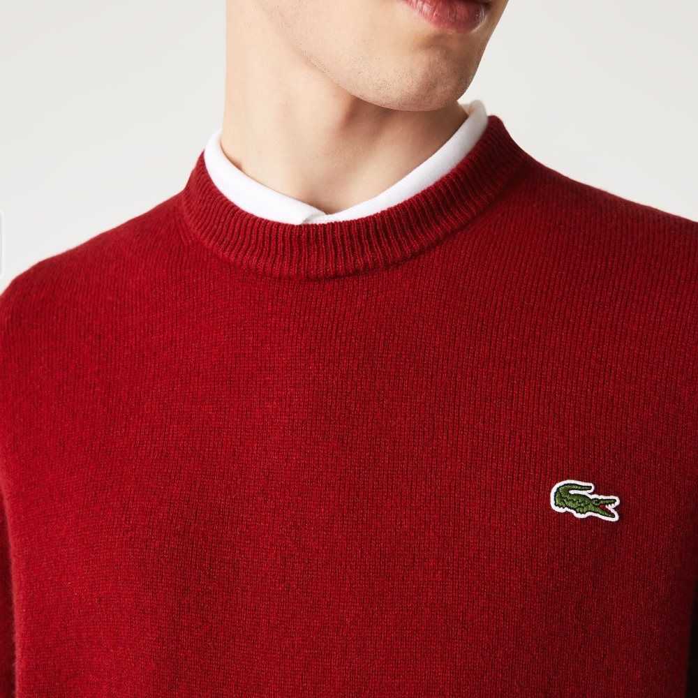 Lacoste Crew Neck Wool Sweater Bordeaux | VDI-346819