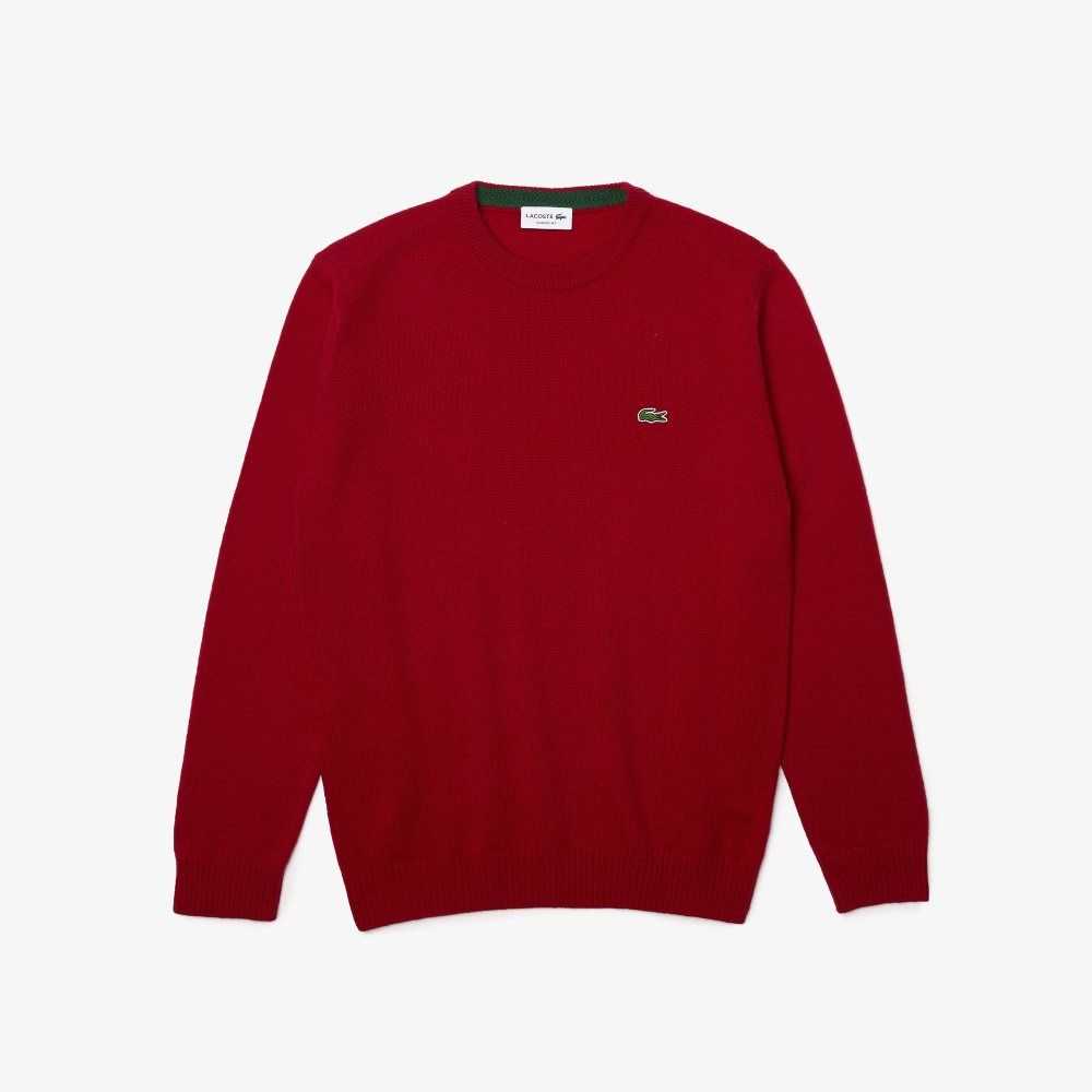 Lacoste Crew Neck Wool Sweater Bordeaux | VDI-346819