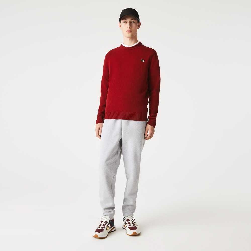 Lacoste Crew Neck Wool Sweater Bordeaux | VDI-346819