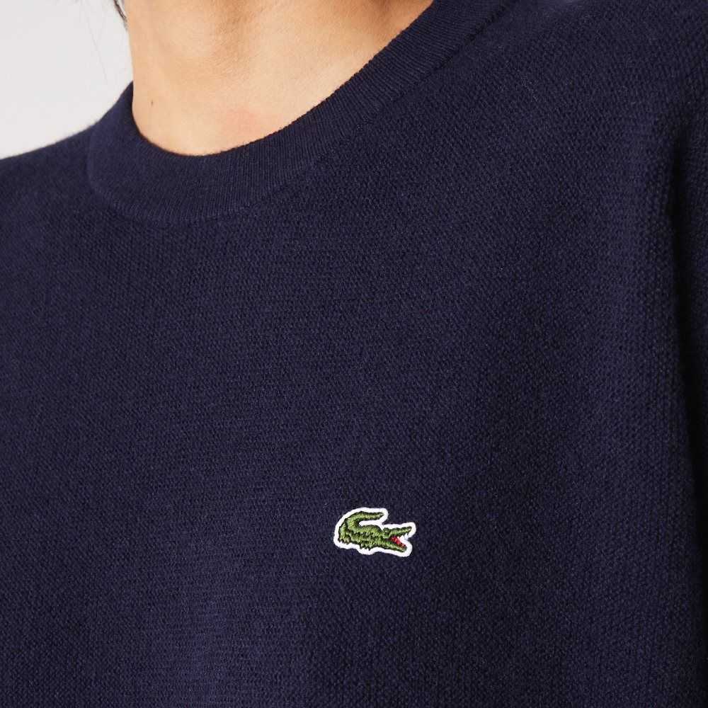 Lacoste Crew Neck Wool Sweater Navy Blue | PTG-473106