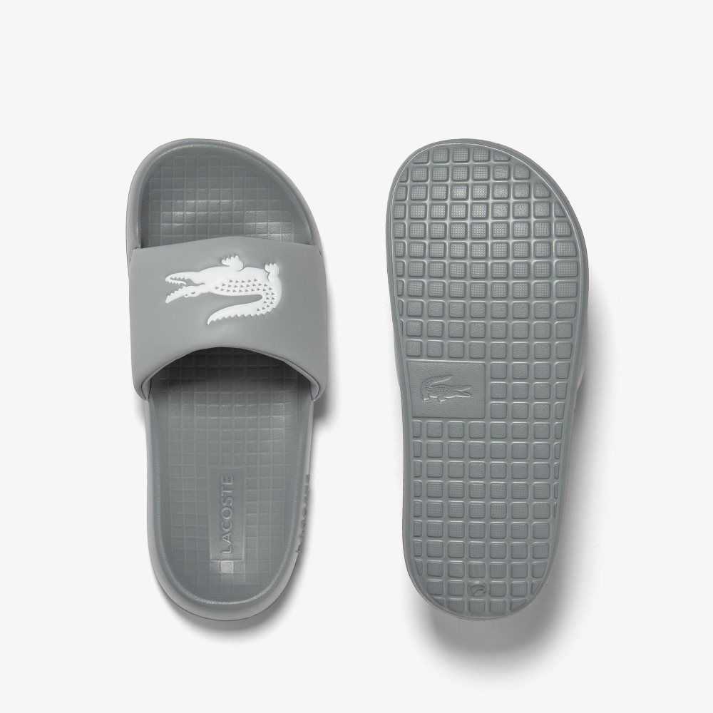 Lacoste Croco 1.0 Slides Grey/White | EMR-847560