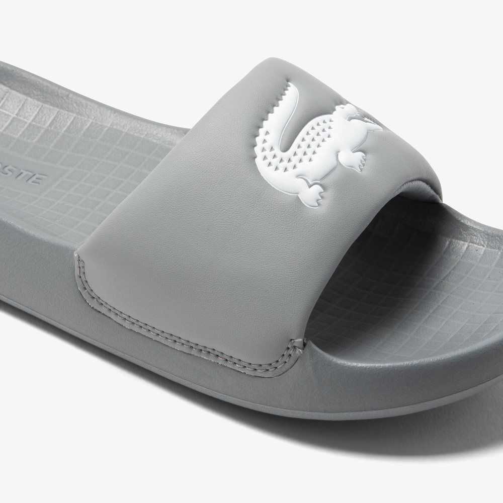 Lacoste Croco 1.0 Slides Grey/White | EMR-847560