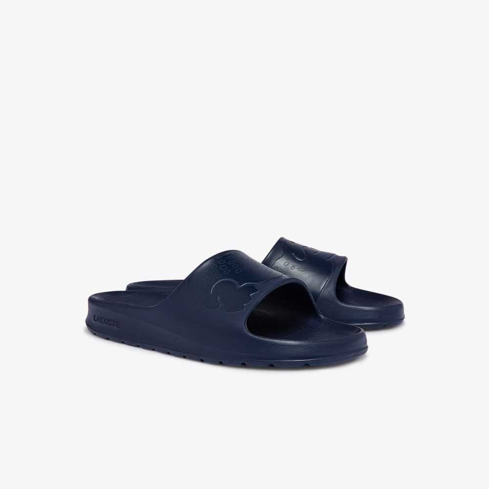 Lacoste Croco 2.0 Logo Strap Slides Navy/Navy | VRA-269483