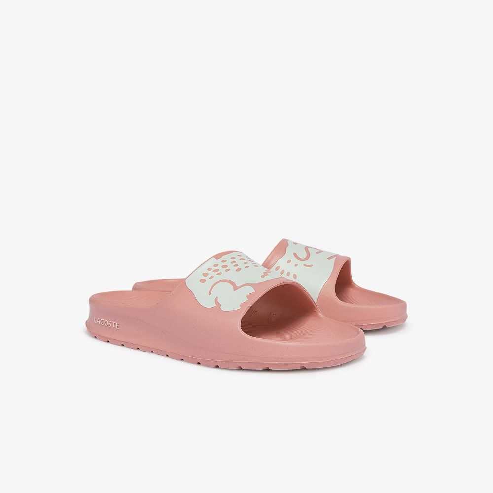 Lacoste Croco 2.0 Print Slides Light Pink/White | RJT-786093