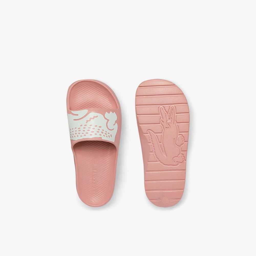 Lacoste Croco 2.0 Print Slides Light Pink/White | RJT-786093