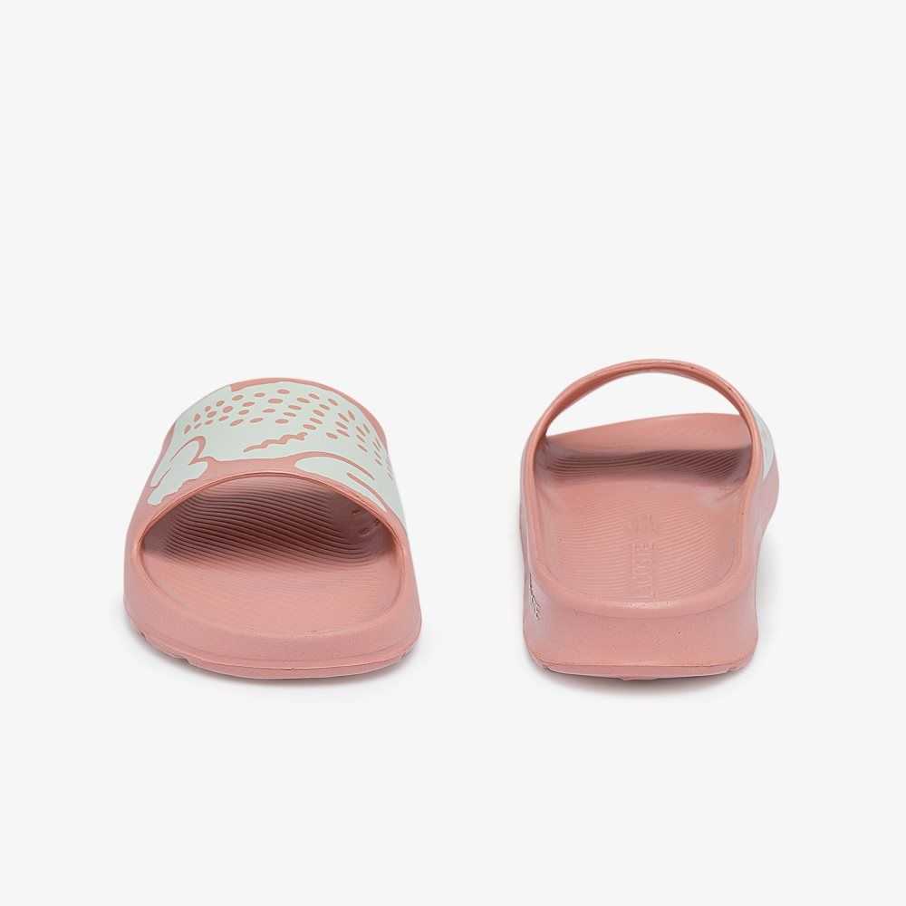 Lacoste Croco 2.0 Print Slides Light Pink/White | RJT-786093