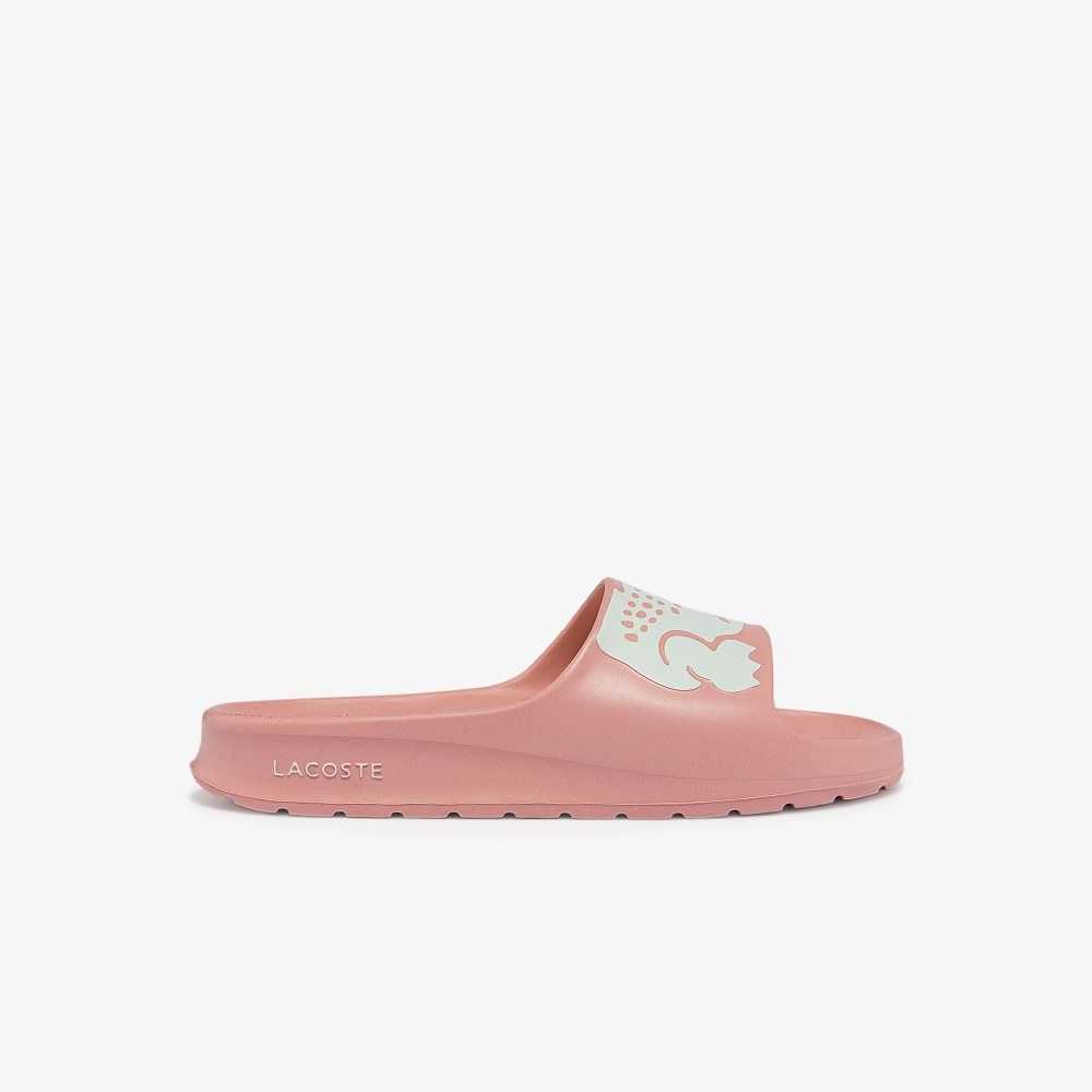 Lacoste Croco 2.0 Print Slides Light Pink/White | RJT-786093