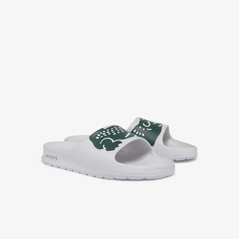 Lacoste Croco 2.0 Print Slides White/Dark Green | AUV-463072