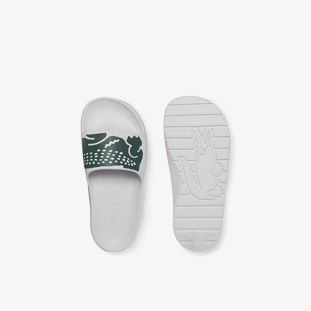 Lacoste Croco 2.0 Print Slides White/Dark Green | AUV-463072