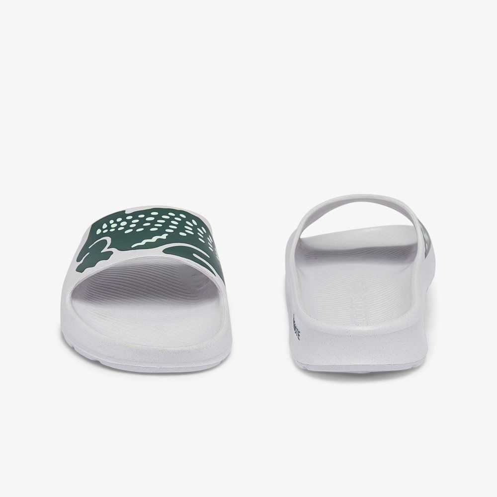 Lacoste Croco 2.0 Print Slides White/Dark Green | AUV-463072