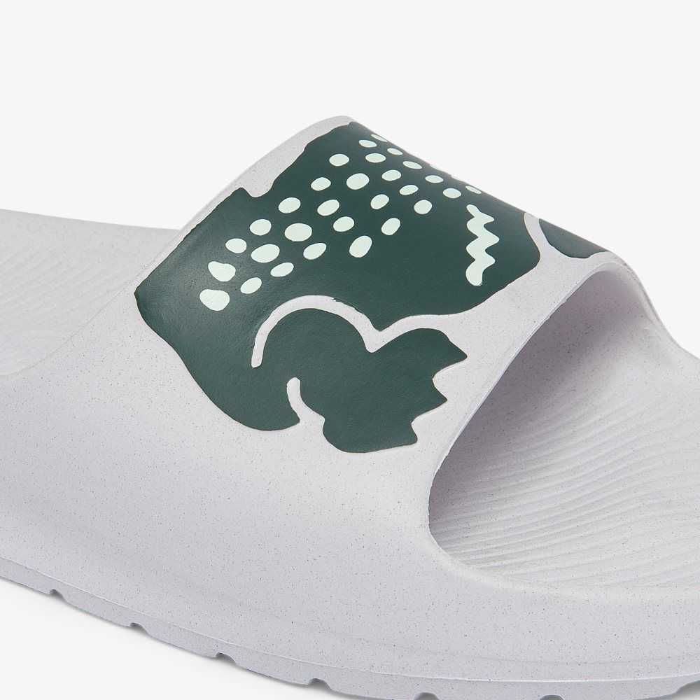 Lacoste Croco 2.0 Print Slides White/Dark Green | AUV-463072