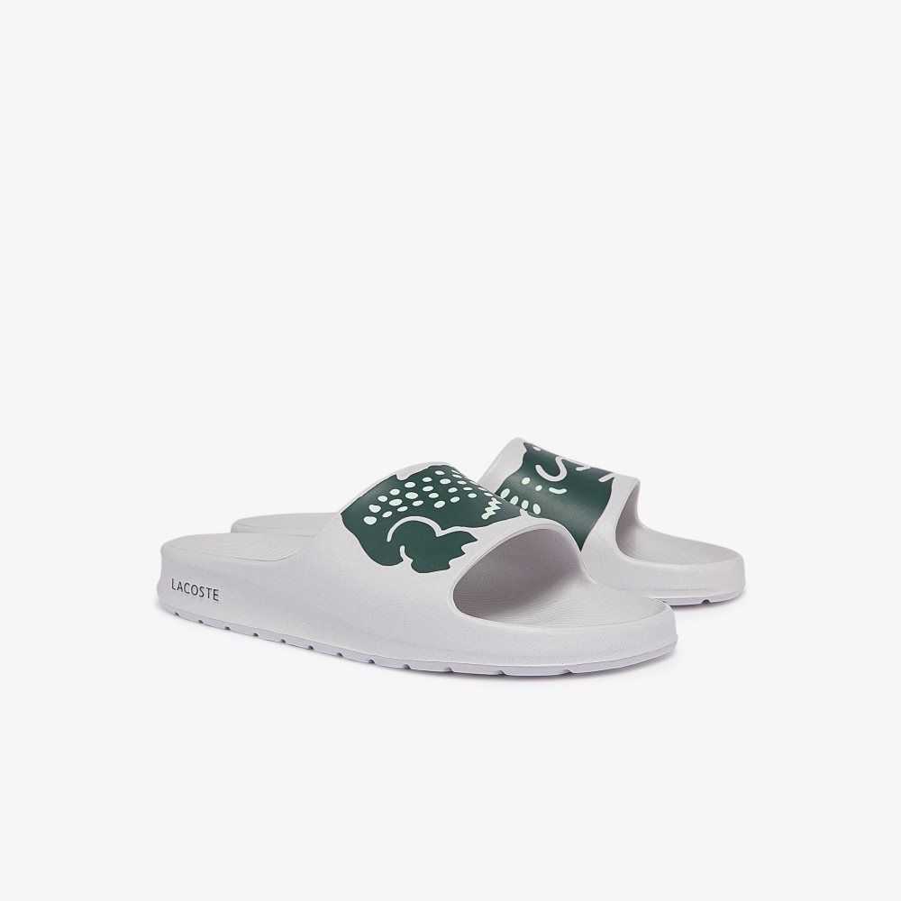 Lacoste Croco 2.0 Slides White/Dark Green | JWH-146290