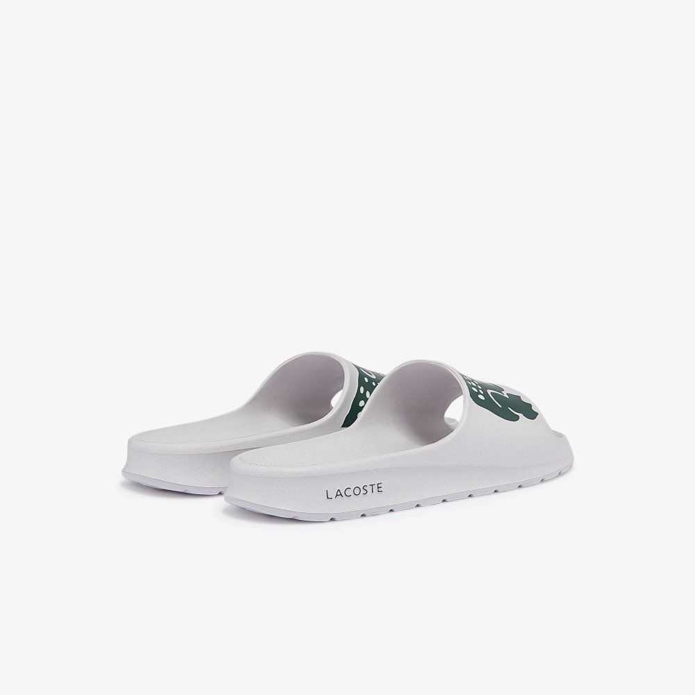 Lacoste Croco 2.0 Slides White/Dark Green | JWH-146290