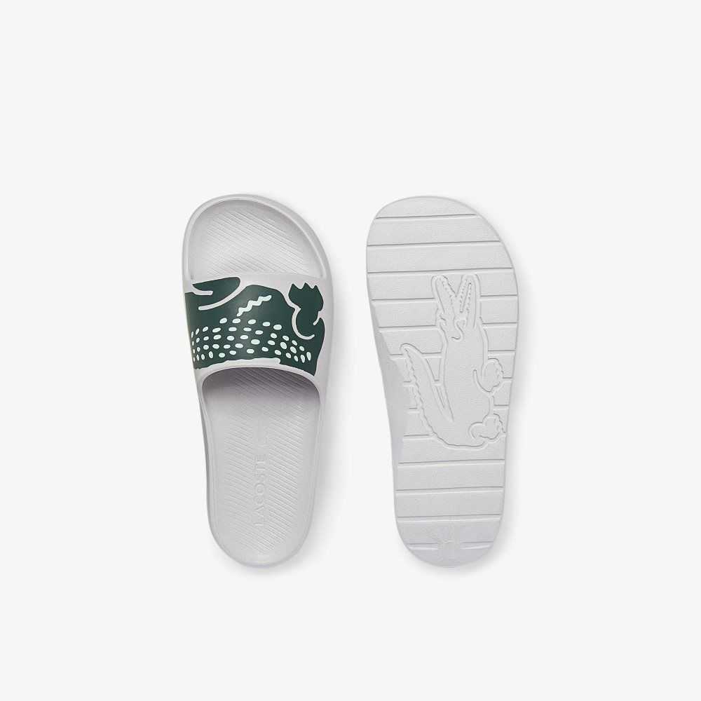 Lacoste Croco 2.0 Slides White/Dark Green | JWH-146290