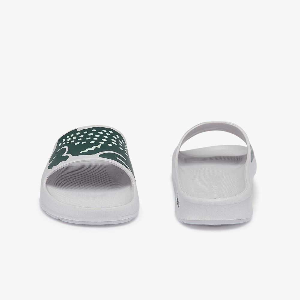 Lacoste Croco 2.0 Slides White/Dark Green | JWH-146290