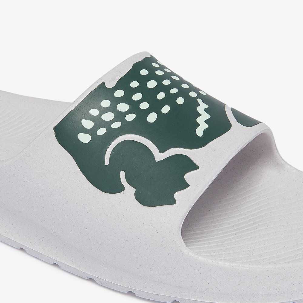 Lacoste Croco 2.0 Slides White/Dark Green | JWH-146290