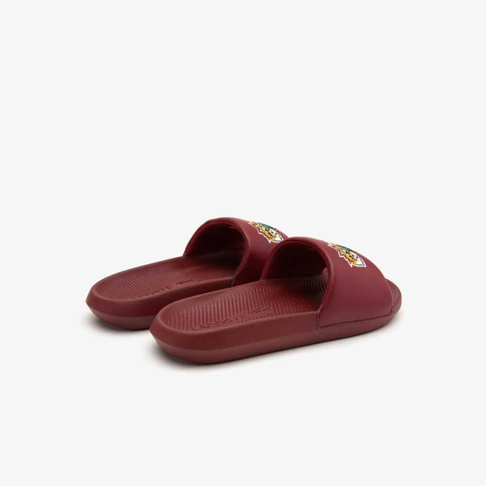 Lacoste Croco Slides Burg/Ylw | NYV-673514