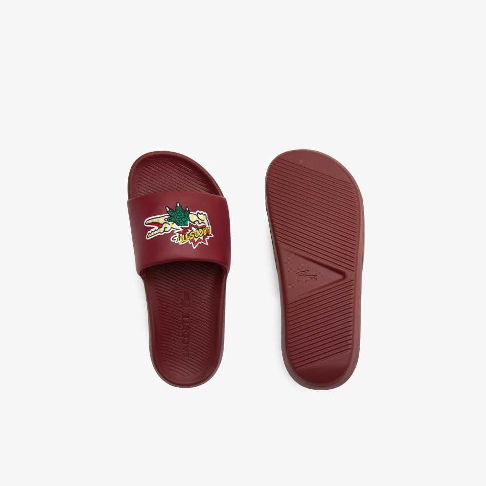 Lacoste Croco Slides Burg/Ylw | NYV-673514