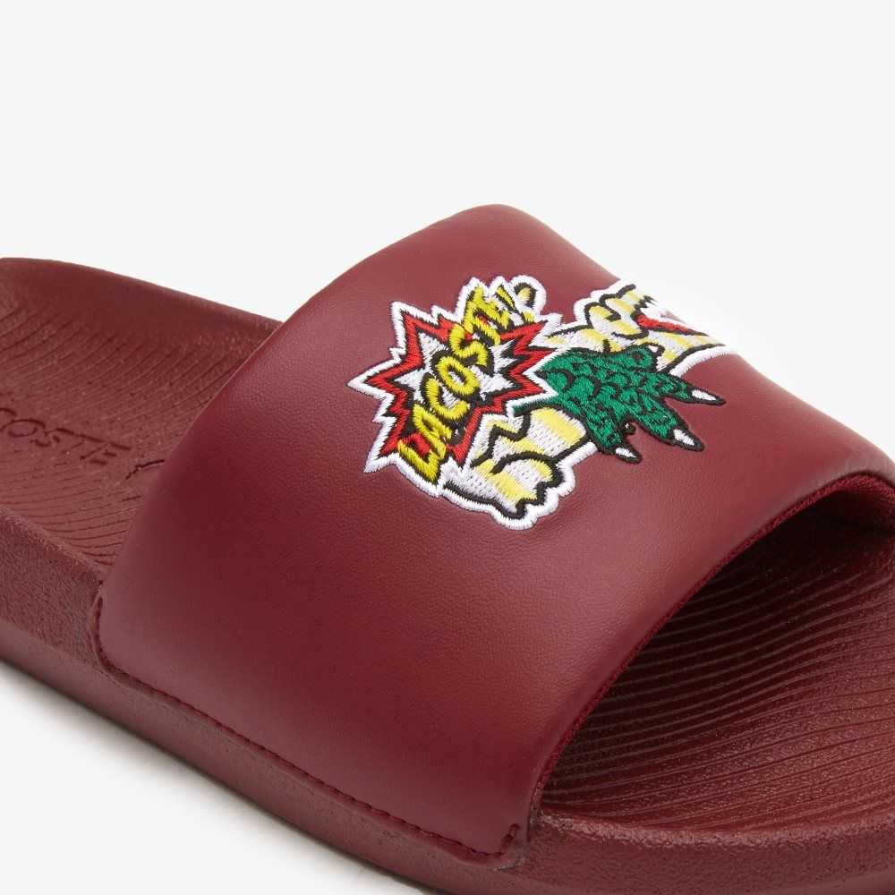 Lacoste Croco Slides Burg/Ylw | NYV-673514