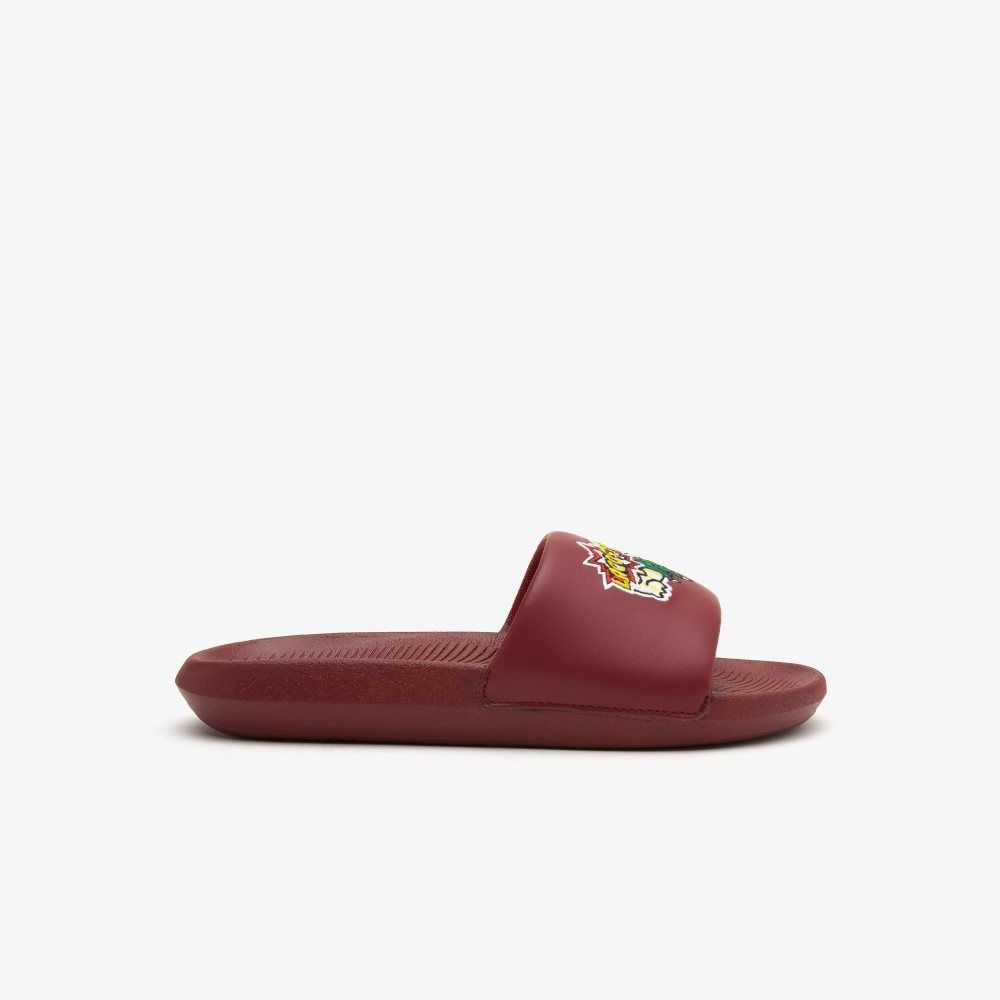 Lacoste Croco Slides Burg/Ylw | NYV-673514