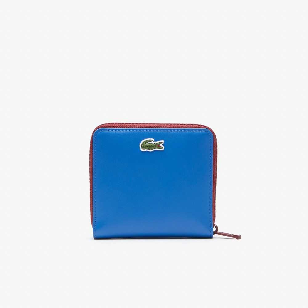 Lacoste Crocodile Badge Zip Wallet Marina | FAL-051297