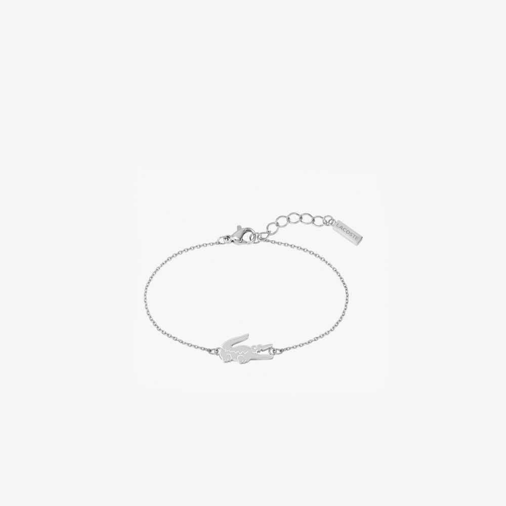 Lacoste Crocodile Bracelet Silver | XQJ-465873