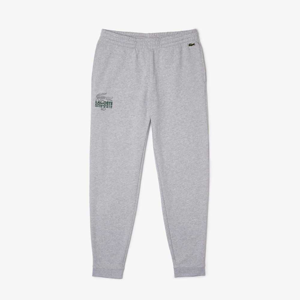 Lacoste Crocodile Branding Cotton Fleece Jogging Pants Grey Chine | HTC-405269