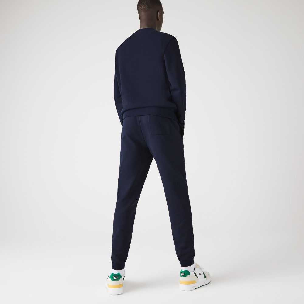 Lacoste Crocodile Branding Cotton Fleece Jogging Pants Navy Blue | IQU-021983