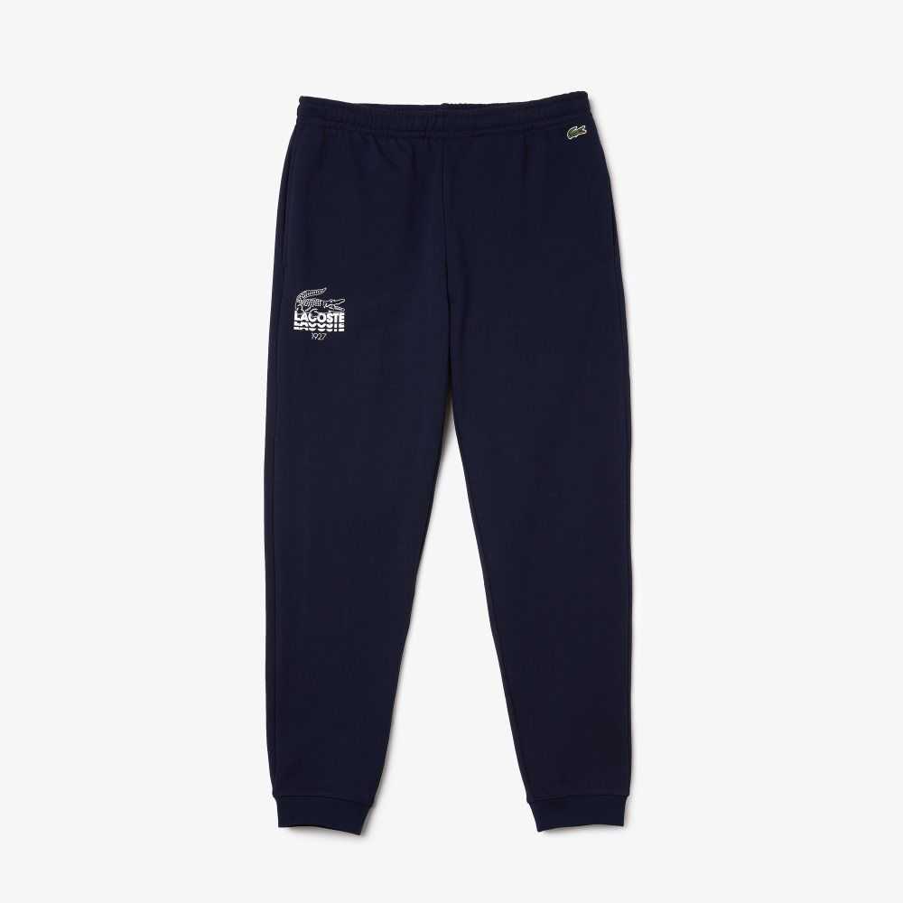 Lacoste Crocodile Branding Cotton Fleece Jogging Pants Navy Blue | IQU-021983