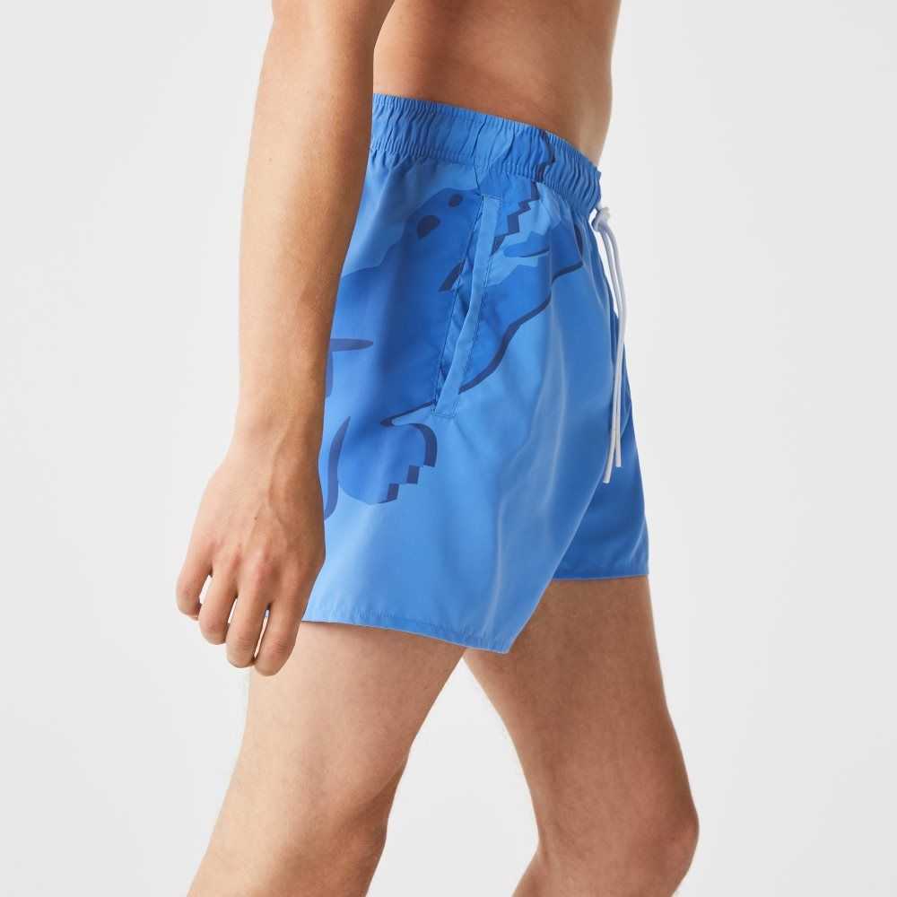 Lacoste Crocodile Built-In Mesh Boxer Swimming Trunks Blue | BFL-087635