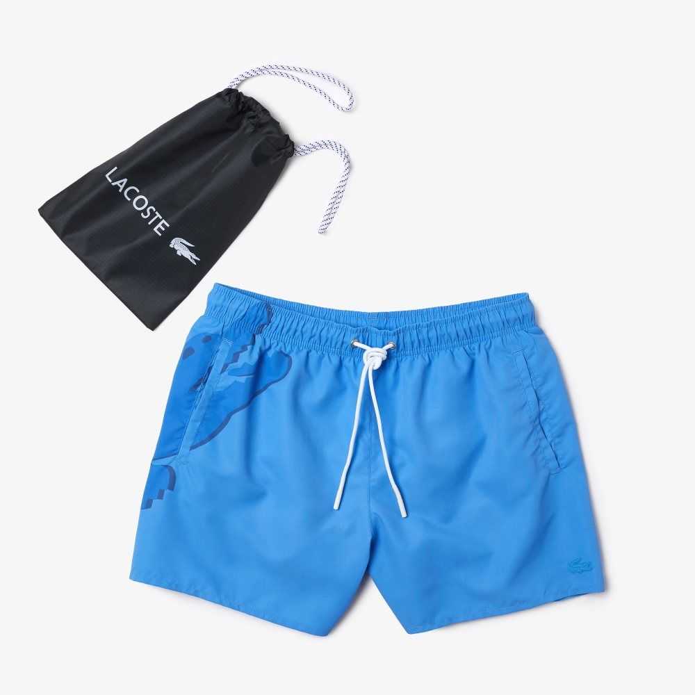 Lacoste Crocodile Built-In Mesh Boxer Swimming Trunks Blue | BFL-087635