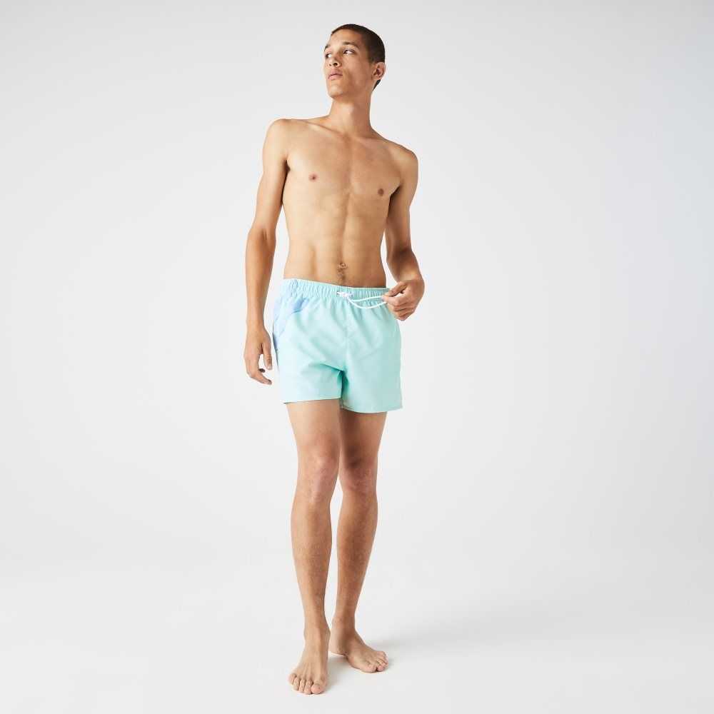 Lacoste Crocodile Built-In Mesh Boxer Swimming Trunks Turquoise | IOT-481263