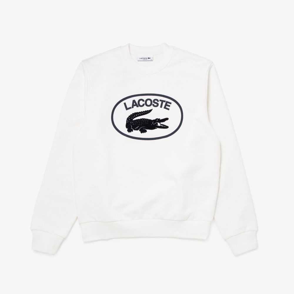 Lacoste Crocodile Logo Sweatshirt White | BAT-039468