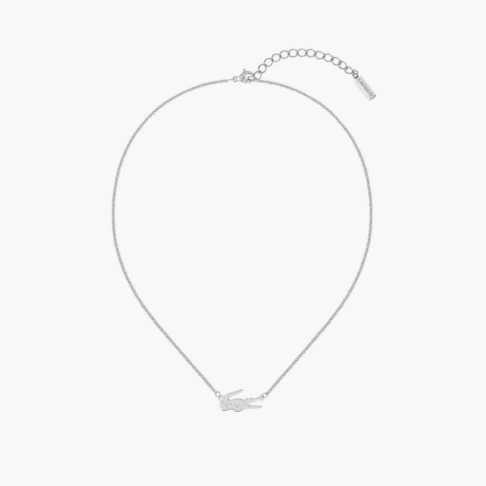 Lacoste Crocodile Necklace Silver | WAS-570964