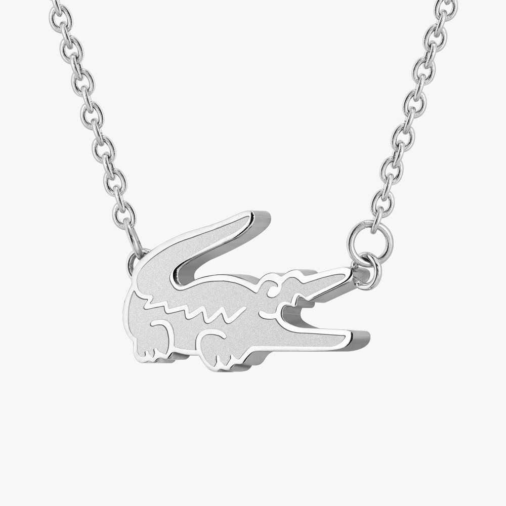 Lacoste Crocodile Necklace Silver | WAS-570964