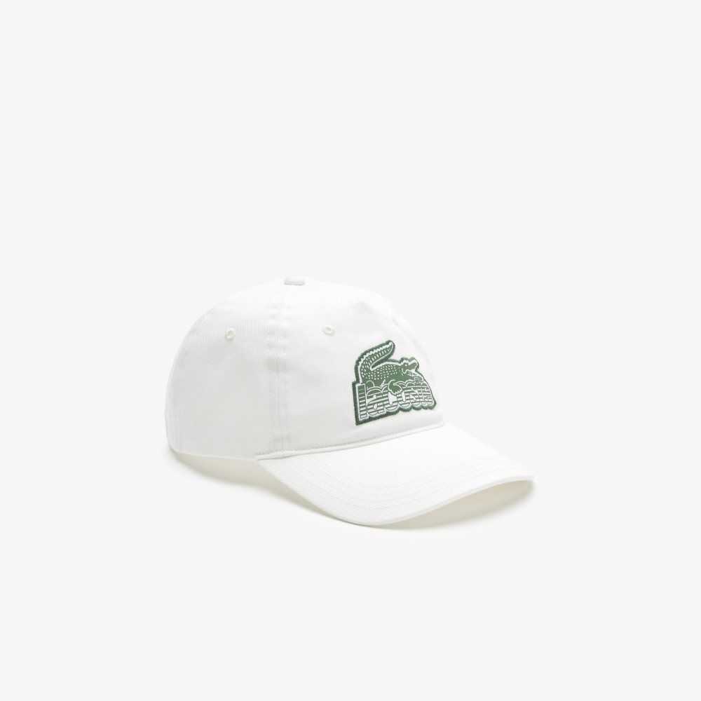 Lacoste Crocodile Patch Branded Cap White | KIX-601592