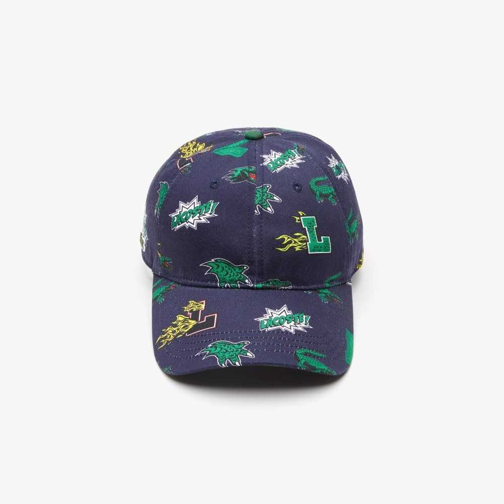 Lacoste Crocodile Print Cap Navy Blue | SQU-953807