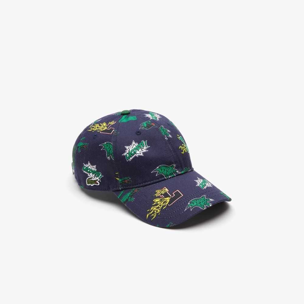 Lacoste Crocodile Print Cap Navy Blue | SQU-953807