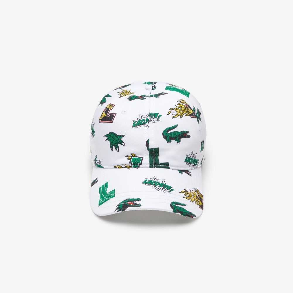 Lacoste Crocodile Print Cap White | MSG-708934