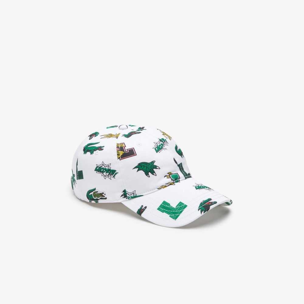 Lacoste Crocodile Print Cap White | MSG-708934