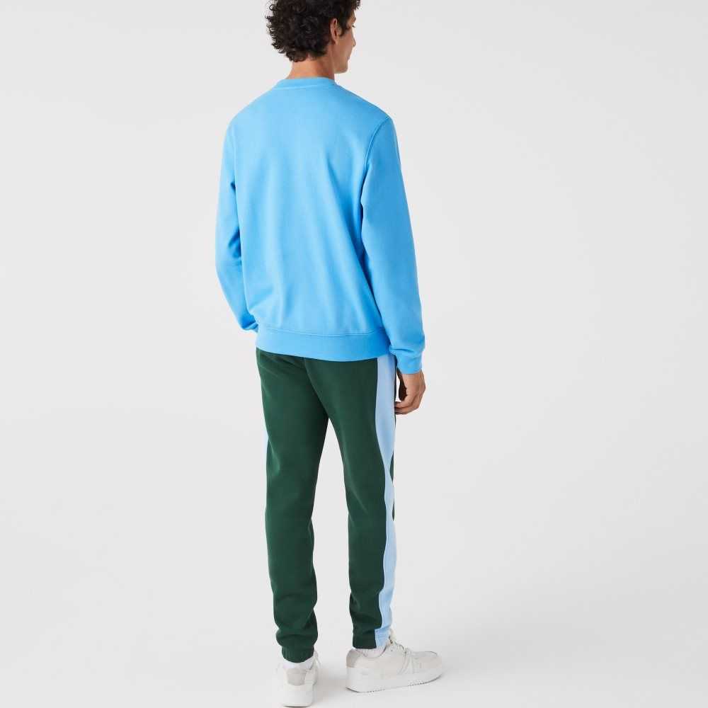 Lacoste Crocodile Print Crew Neck Sweatshirt Blue | ULI-651293