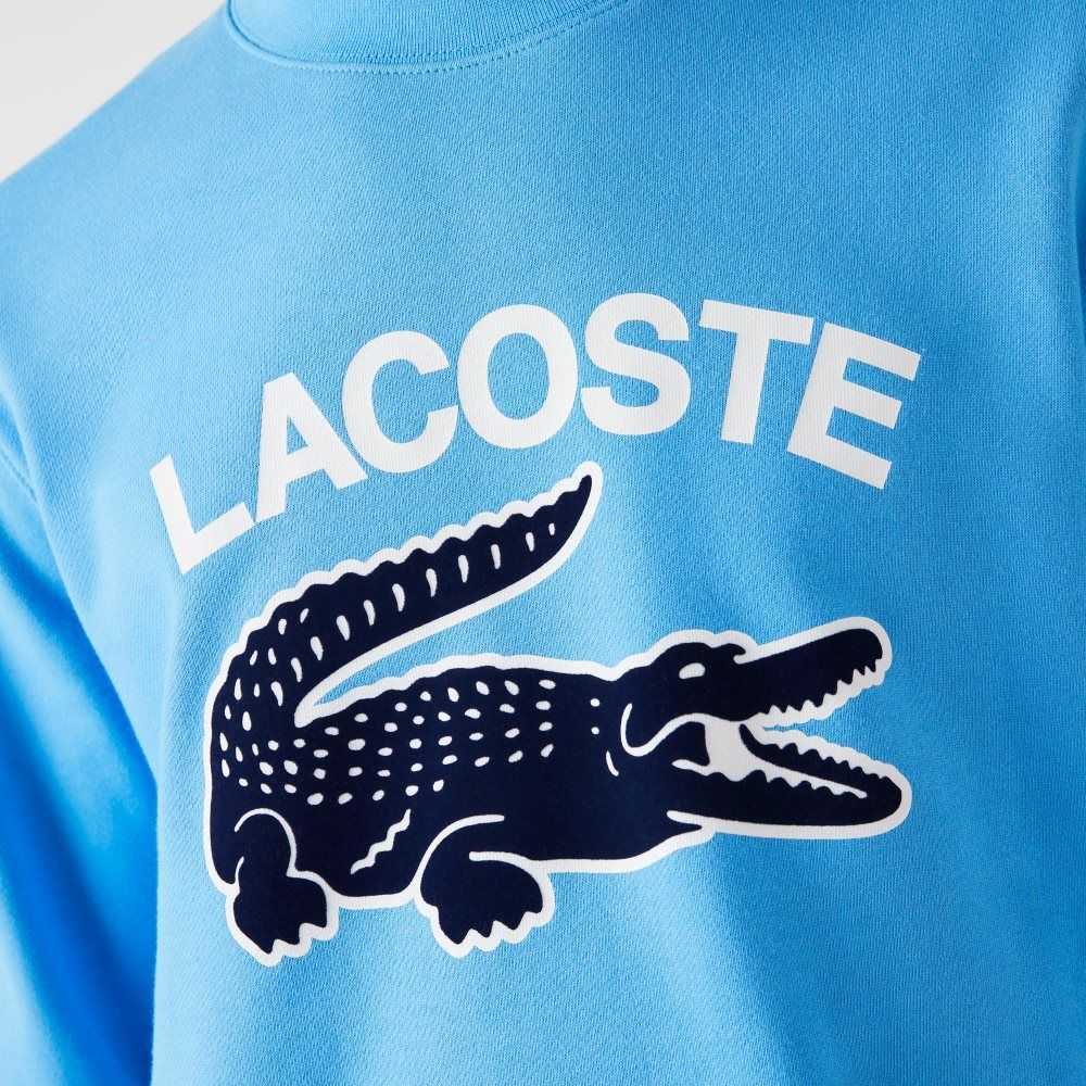 Lacoste Crocodile Print Crew Neck Sweatshirt Blue | ULI-651293